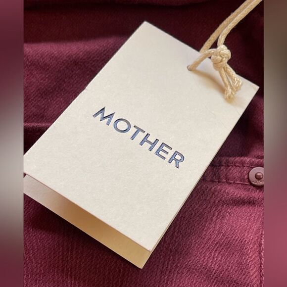 Mother The Tripper High-Rise Stretch Ankle Fray Cropped Jeans Burgundy Size 34 - Picture 7 of 14